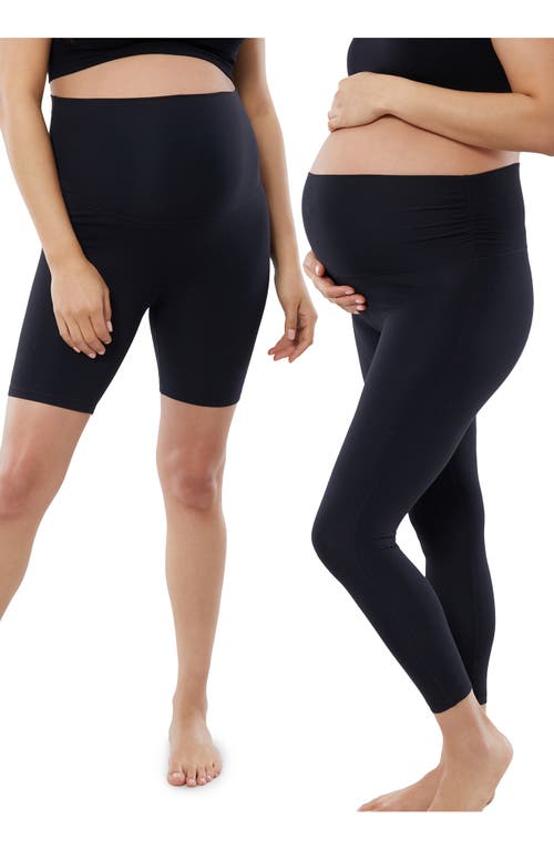 Ingrid & Isabel® 2-Pack Maternity 7/8 Leggings & Bike Shorts in Black  product