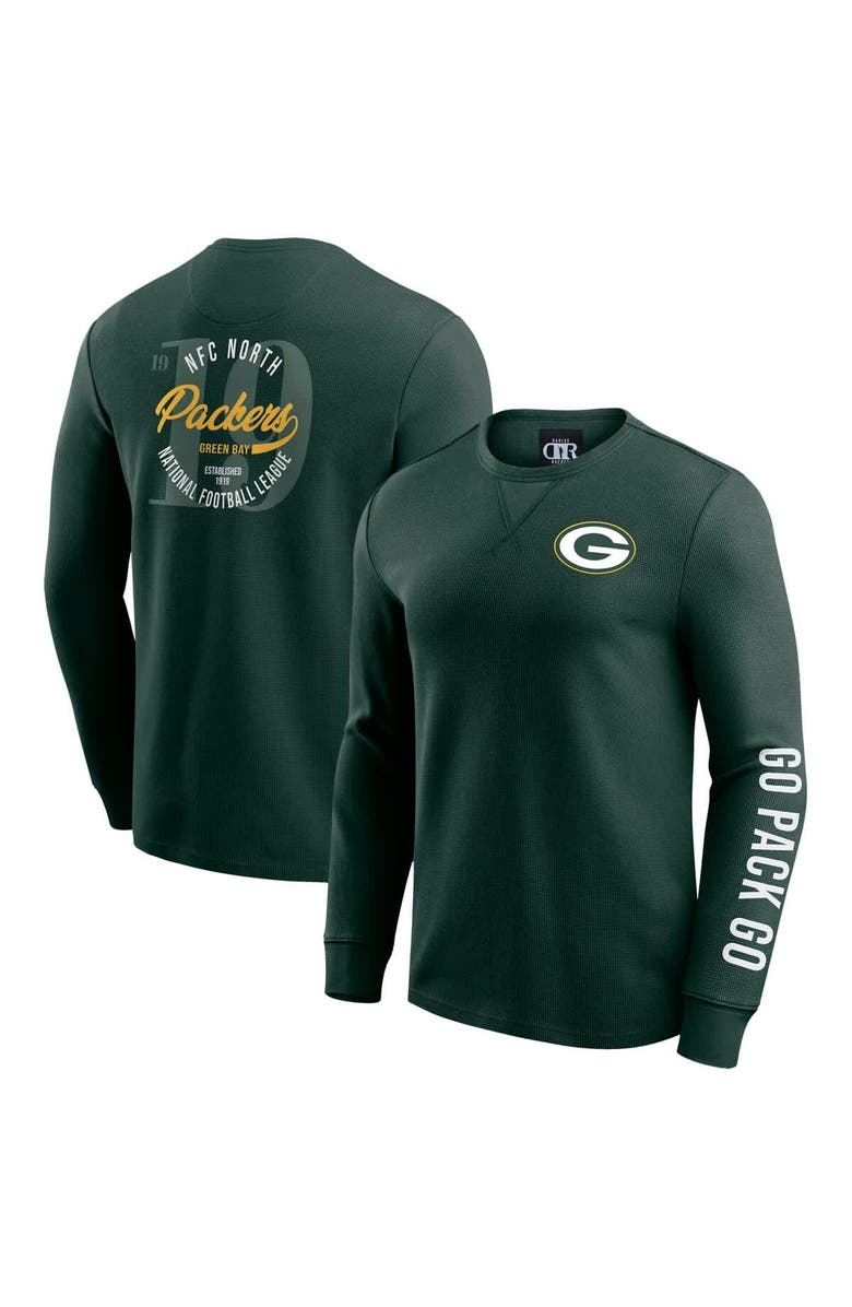 Darius Rucker Collection by Fanatics Men's Darius Rucker Collection by Fanatics Green Green Bay Packers Washed Waffle-Knit Long Sleeve T-Shirt, Main, color, 