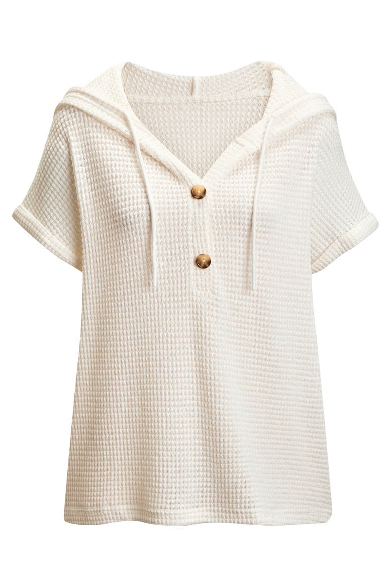 Hooded Waffle Knit Top, Alternate, color, Ivory