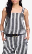 Madewell Stripe Square Neck Linen & Cotton Tank
