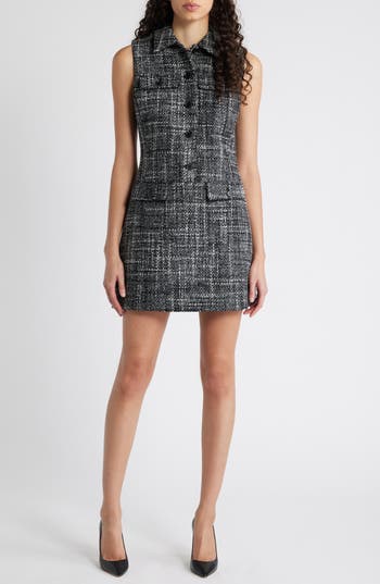 Theory Collared Mini Dress In Black Multi In Black Multi