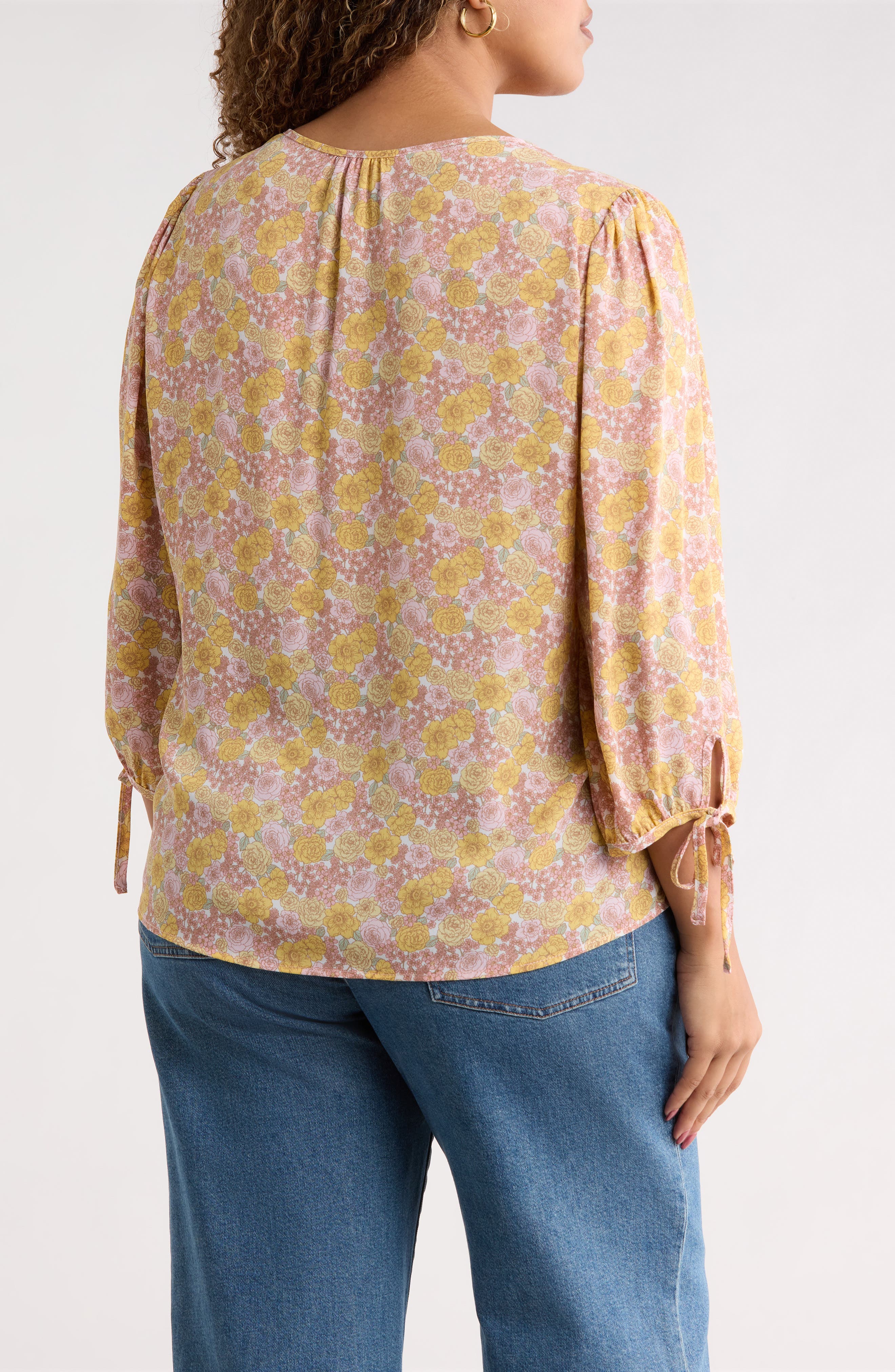 Floral Tie Cuff Top - image 2