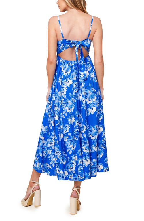 Flying Tomato Floral Tie Back Maxi Dress In Blue Multi