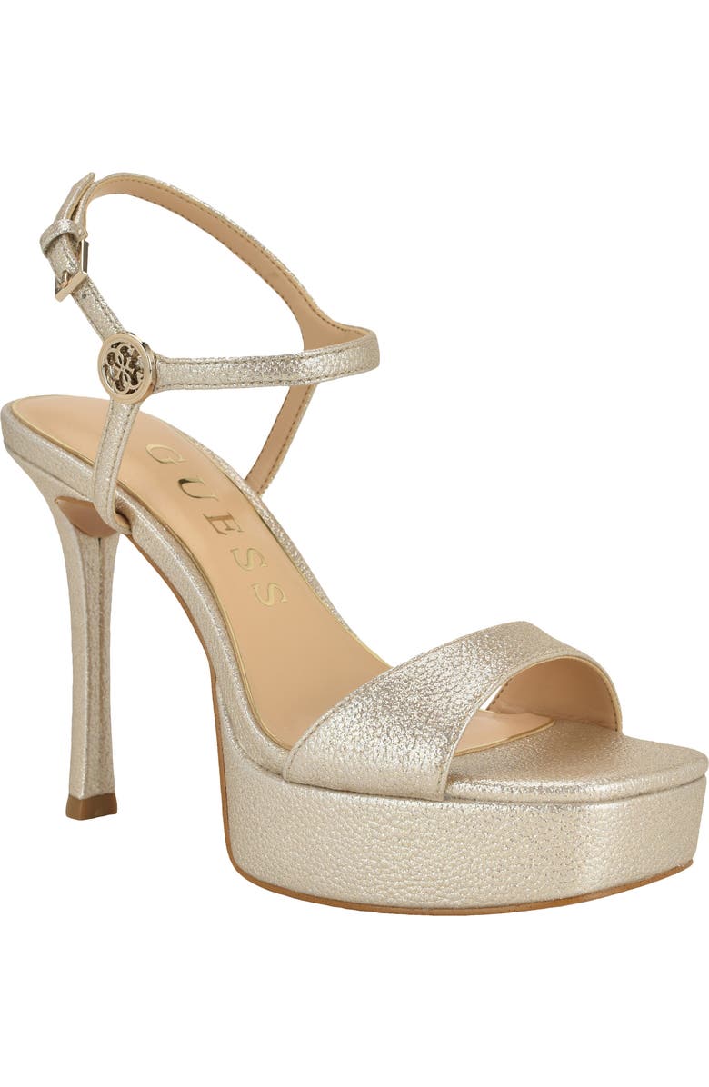 GUESS Hendora Ankle Strap Platform Sandal, Main, color, Gold 710