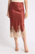 ELIE ELIE TAHARI Lace Trim Satin Slip Skirt