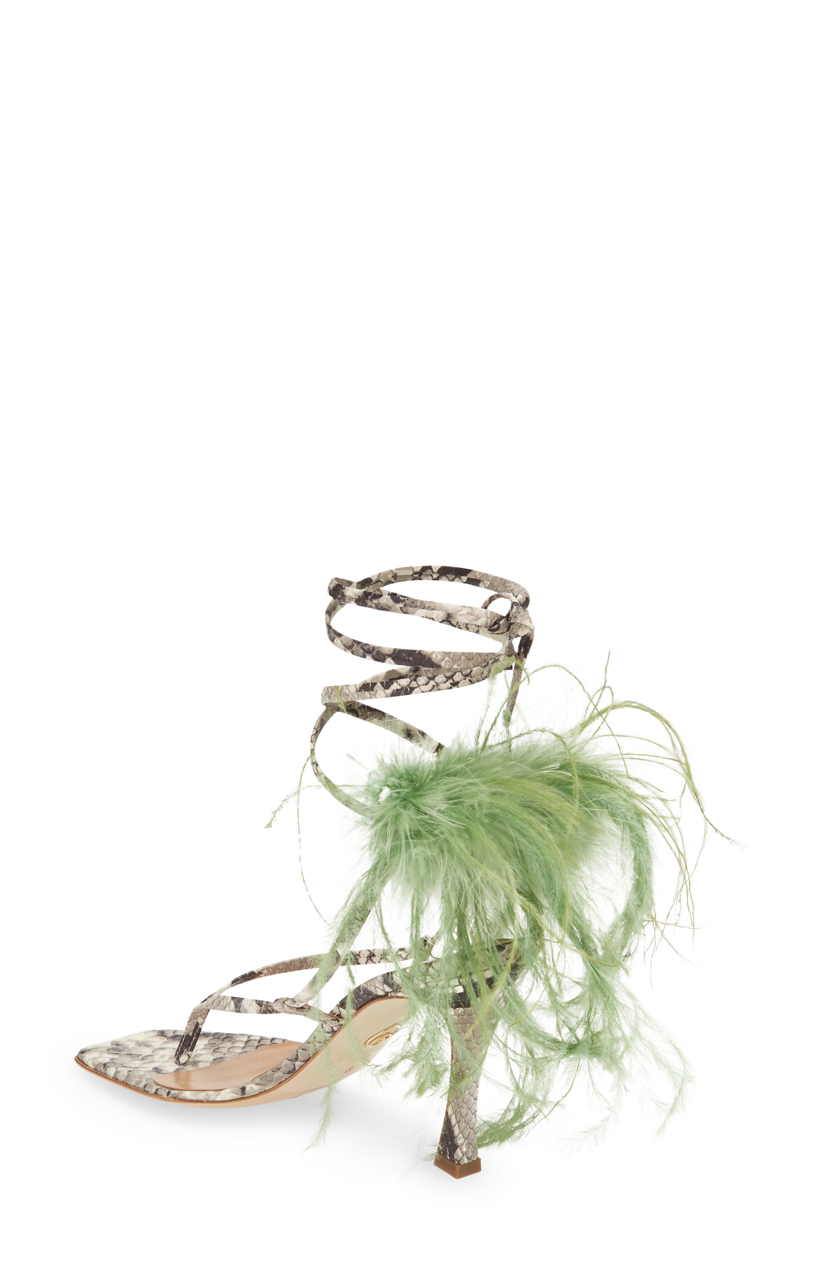 Feather Ankle Tie Sandal, Alternate, color, SNAKE/CACTUS