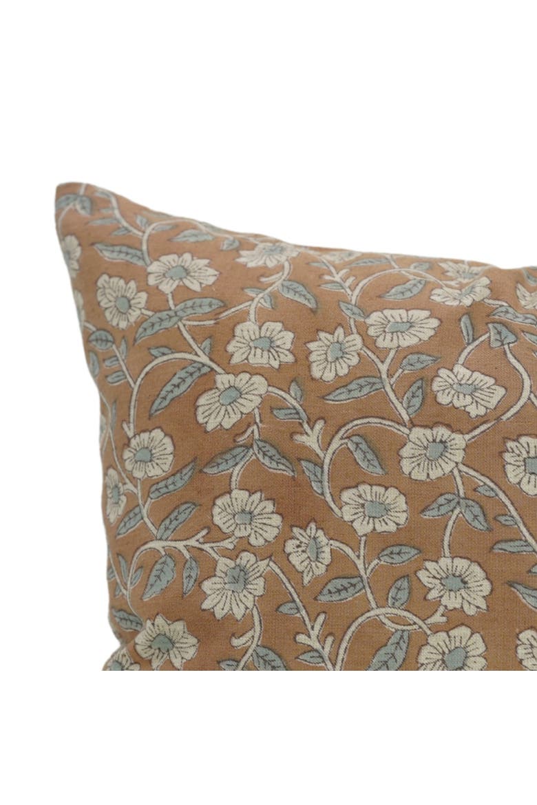 Haridwar Artistic Floral Block Printed Pillow Cover, Alternate, color, Brown