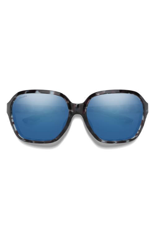 Smith Whitney 61mm Chromapop™ Polarized Wraparound Square Sunglasses In Sky Tortoise/blue Mirror