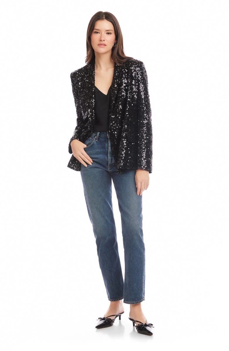 FIFTEEN TWENTY Loretta Sequin Blazer, Alternate, color, Black