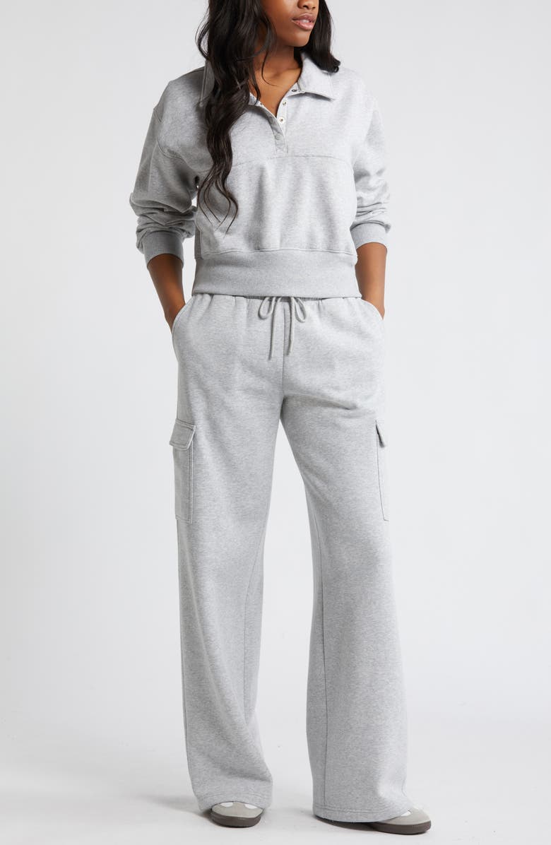 BP. Baggy Wide Leg Cargo Sweatpants, Alternate, color, Grey Soft Heather