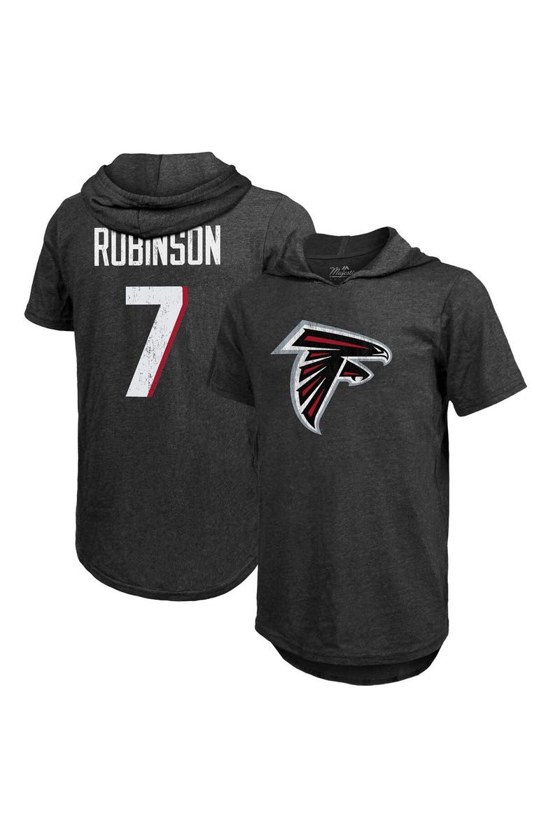 Majestic Threads Men's Majestic Threads Bijan Robinson Black Atlanta Falcons Player Name & Number Tri-Blend Slim Fit Hoodie T-Shirt, Main, color, 