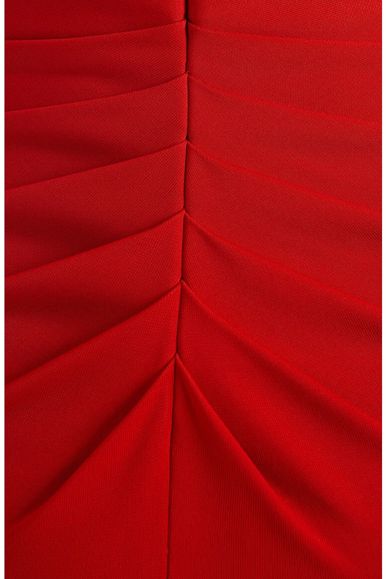 Alexander McQueen Ruched Back Jersey Gown, Alternate, color, LUST RED
