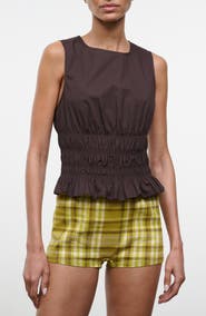 STAUD Culver Smocked Sleeveless Top