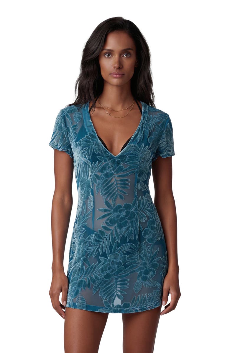 Lords of Harlech Country Floral Womens V-neck Mini Dress, Main, color, Country Floral Teal