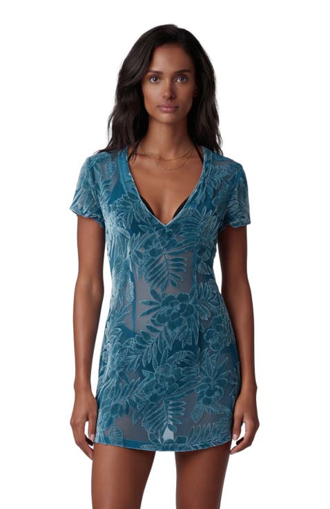 Country Floral Womens V-neck Mini Dress