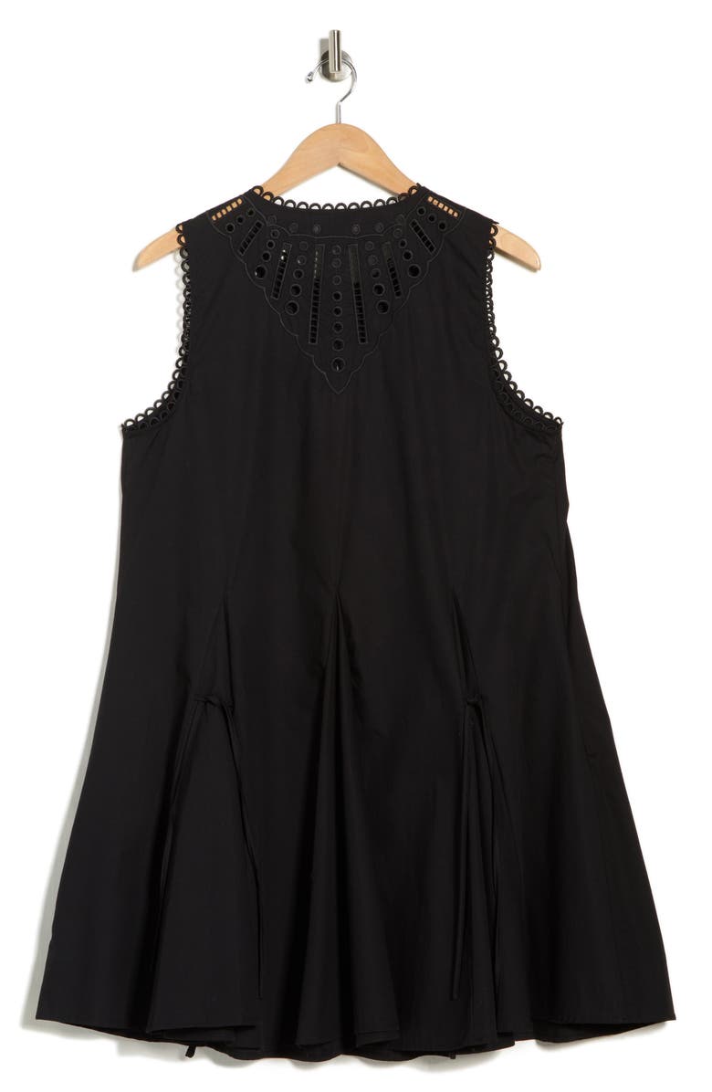Ellen Tracy Embroidered Cotton Poplin Dress, Alternate, color, Black