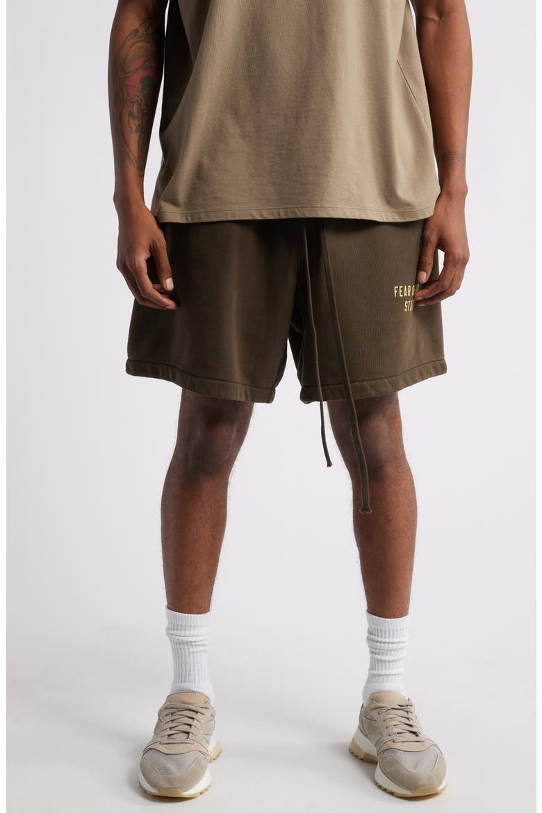 Cotton Blend Heavy Fleece Soccer Sweat Shorts, Main, color, BROWN