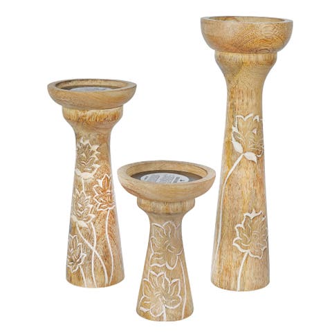 Lotus Vine Pillar Candleholder Set
