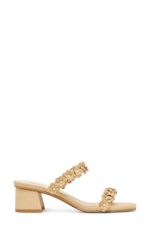 Dolce Vita Bensen Faux Pearl Slide Sandal In Natural Raffia