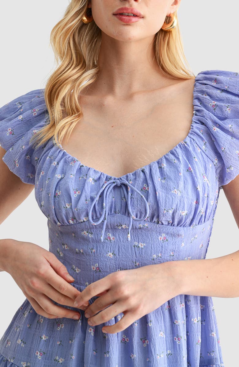 Lush Floral Puff Sleeve Fit & Flare Minidress, Alternate, color, Periwinkle Floral