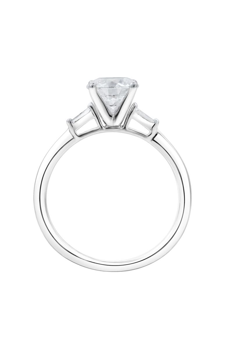 LuvMyJewelry Piper 14K White Gold Round Cut Lab Grown Diamond Tapered Baguettes Engagement Ring - 1.05 Ct, Alternate, color, 14K White Gold