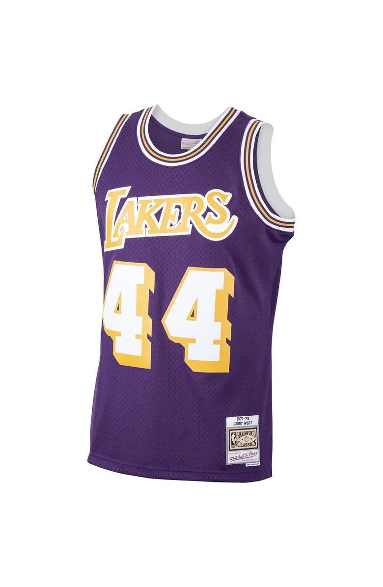 Mitchell & Ness Men's Mitchell & Ness Jerry West Purple Los Angeles Lakers Hardwood Classics Swingman Jersey, Alternate, color, 