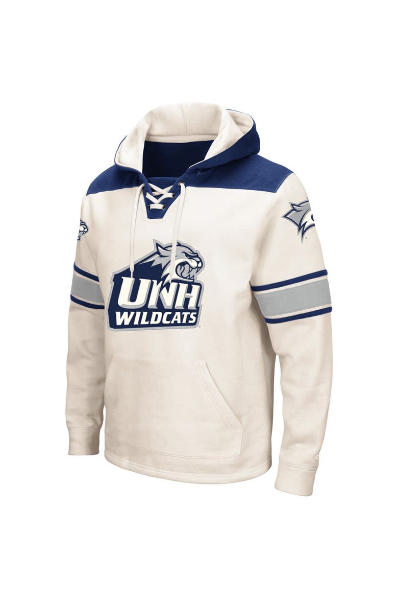 Men's Colosseum Cream New Hampshire Wildcats 2.0 Lace-Up Pullover Hoodie, Alternate, color, Cream