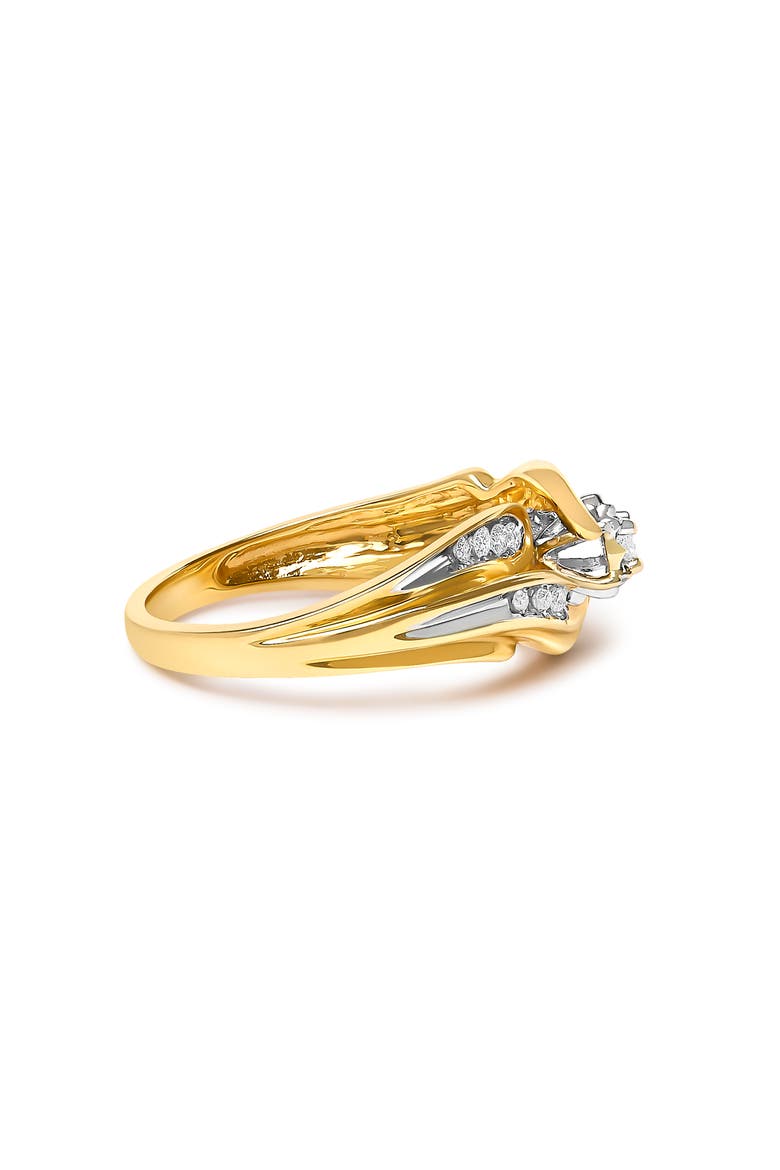 14K Yellow Gold 1/4 Cttw Round Diamond Wave Motif Bypass Ring, Alternate, color, Yellow Gold