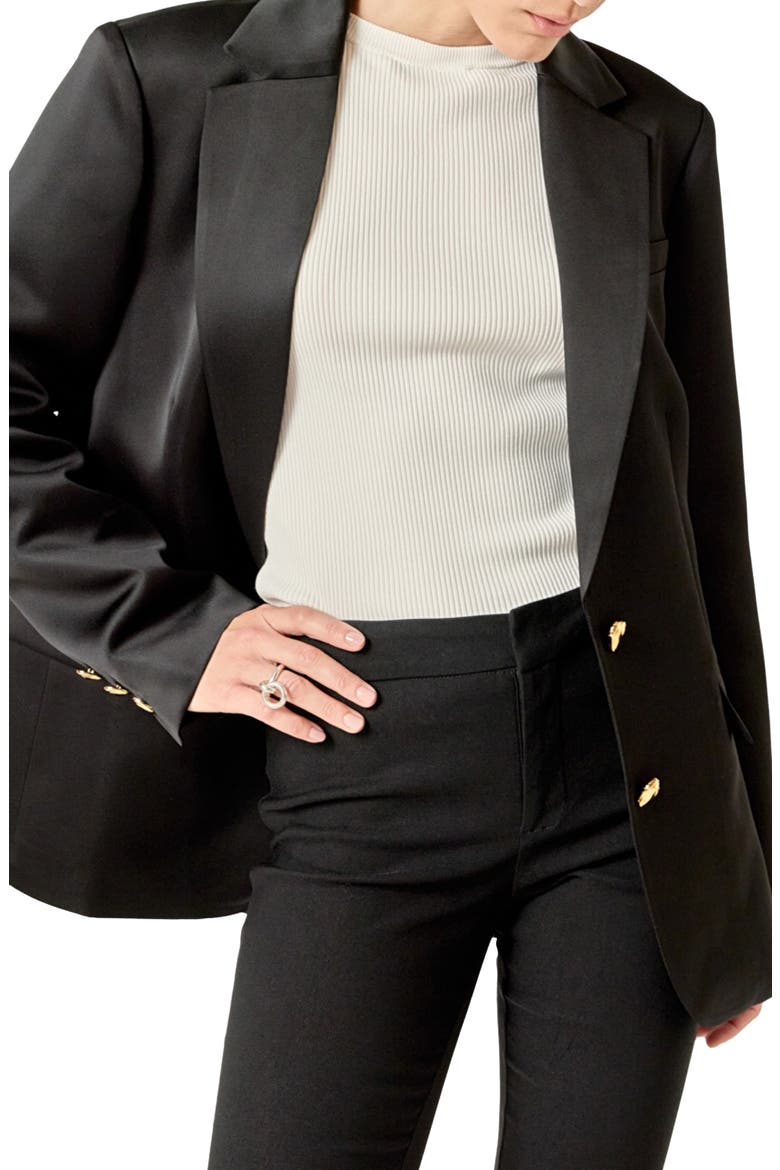 Heart Detailed Satin Blazer, Alternate, color, BLACK