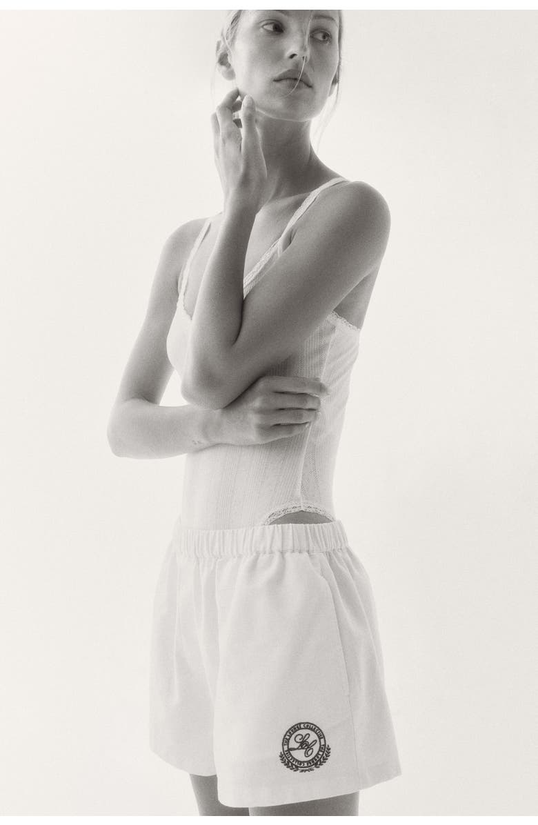 H&M Cotton Pull-on Shorts, Alternate, color, White/The Lounge Collective