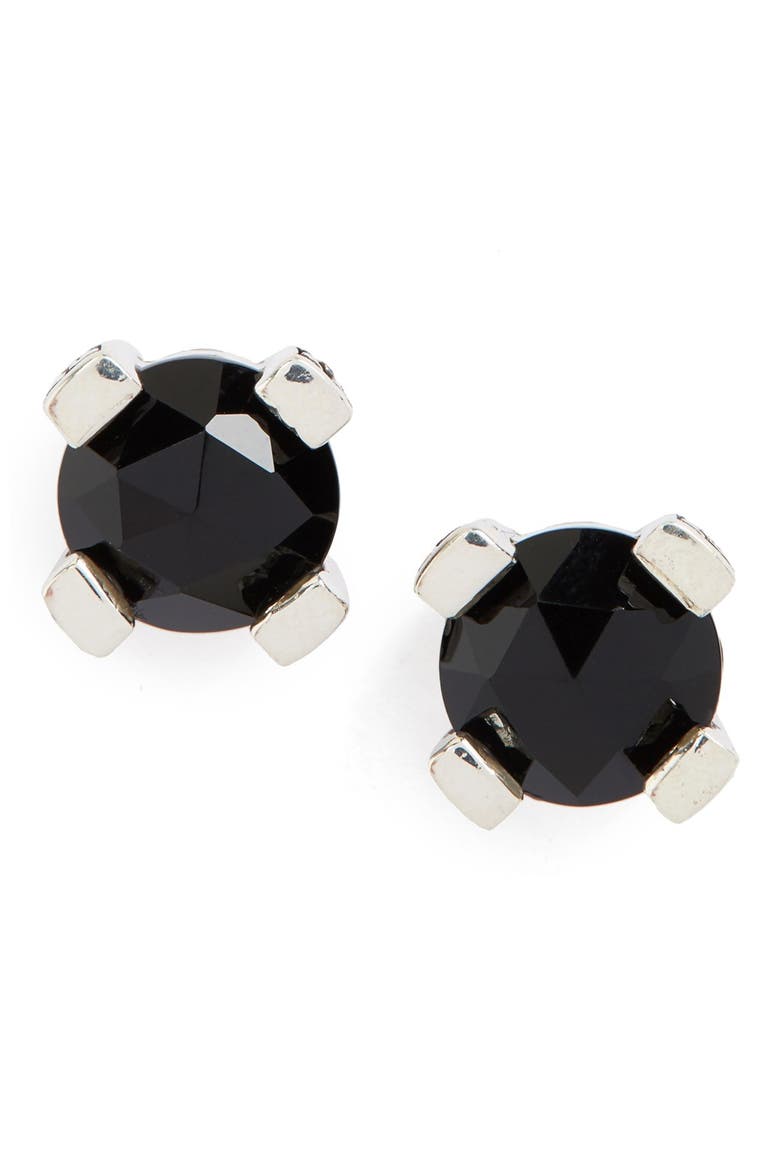 Gemstone Stud Earrings, Main, color, BLACK AGATE/ SILVER