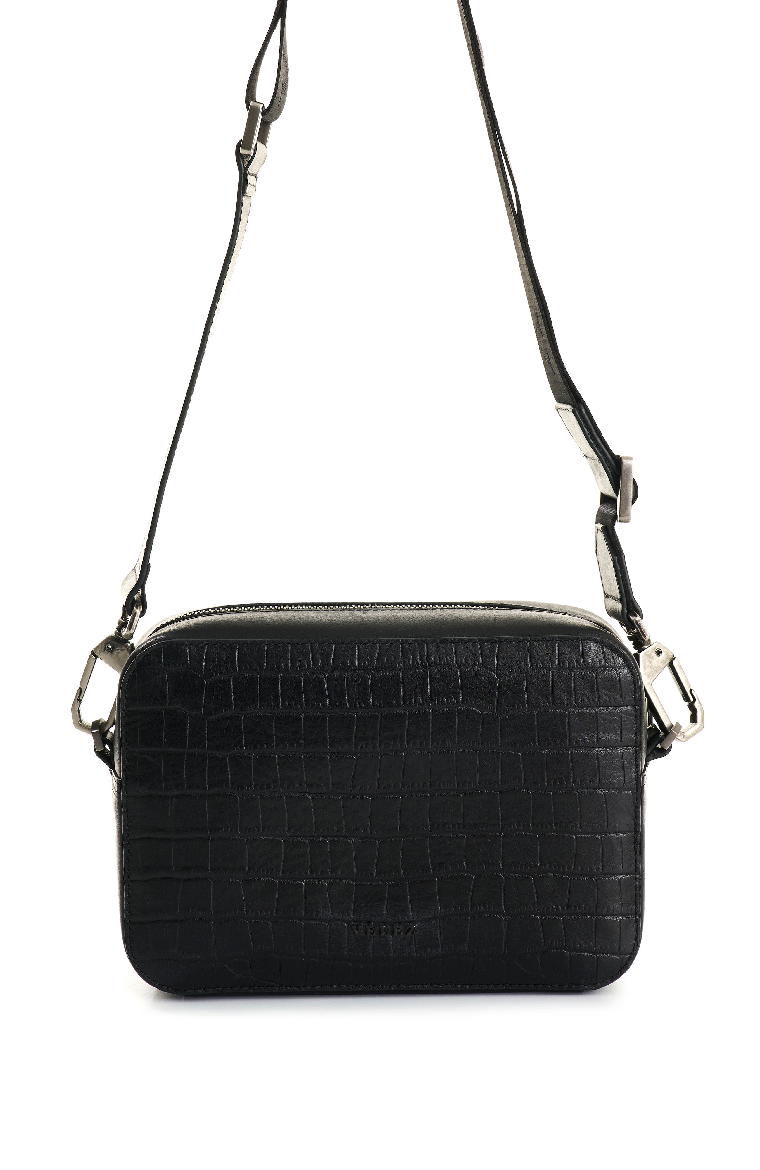 Velez Leather Crossbody Bag  with Adjustable Straps, Main, color, Black