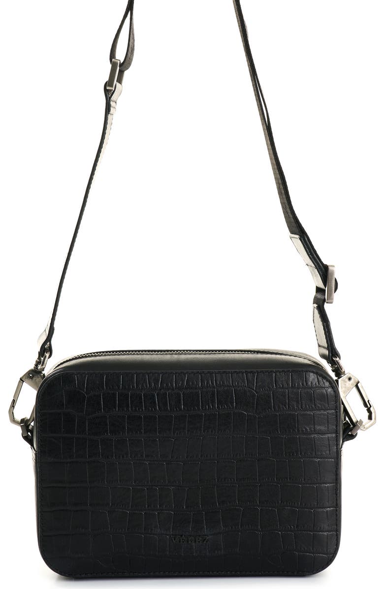 Velez Leather Crossbody Bag with Adjustable Straps, Main, color, Black