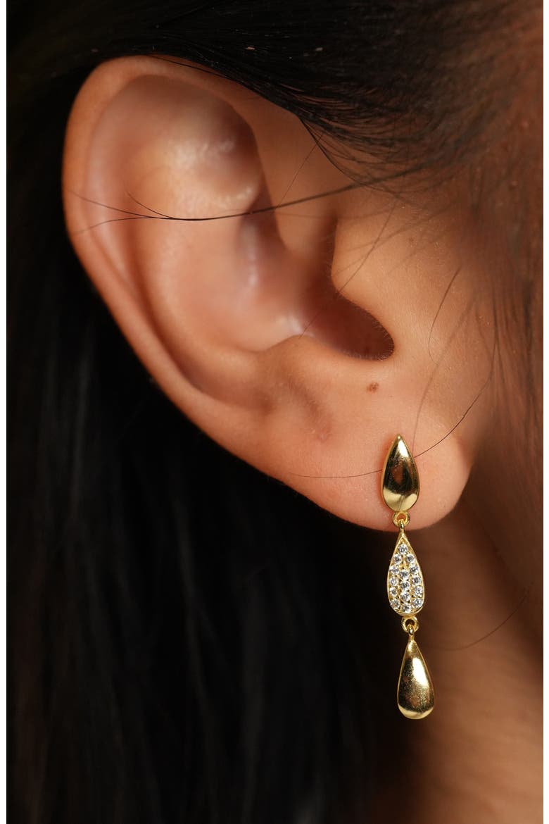 Linear Pavé Crystal Drop Earrings, Alternate, color, GOLD
