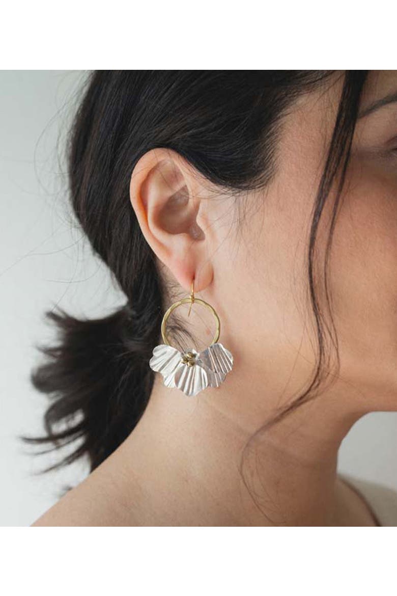 Sayuri Petal Hoop Earring, Alternate, color, Silver
