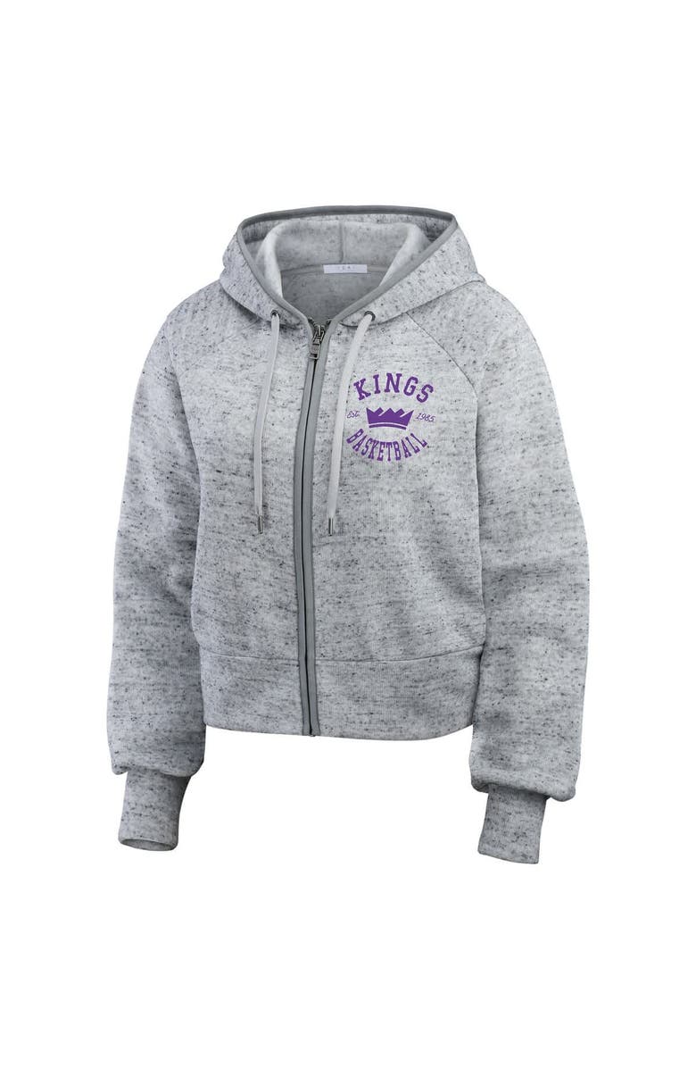 WEAR by Erin Andrews Women's WEAR by Erin Andrews Heather Gray Sacramento Kings Speckled Radiator Full-Zip Hoodie, Alternate, color, Heather Gray