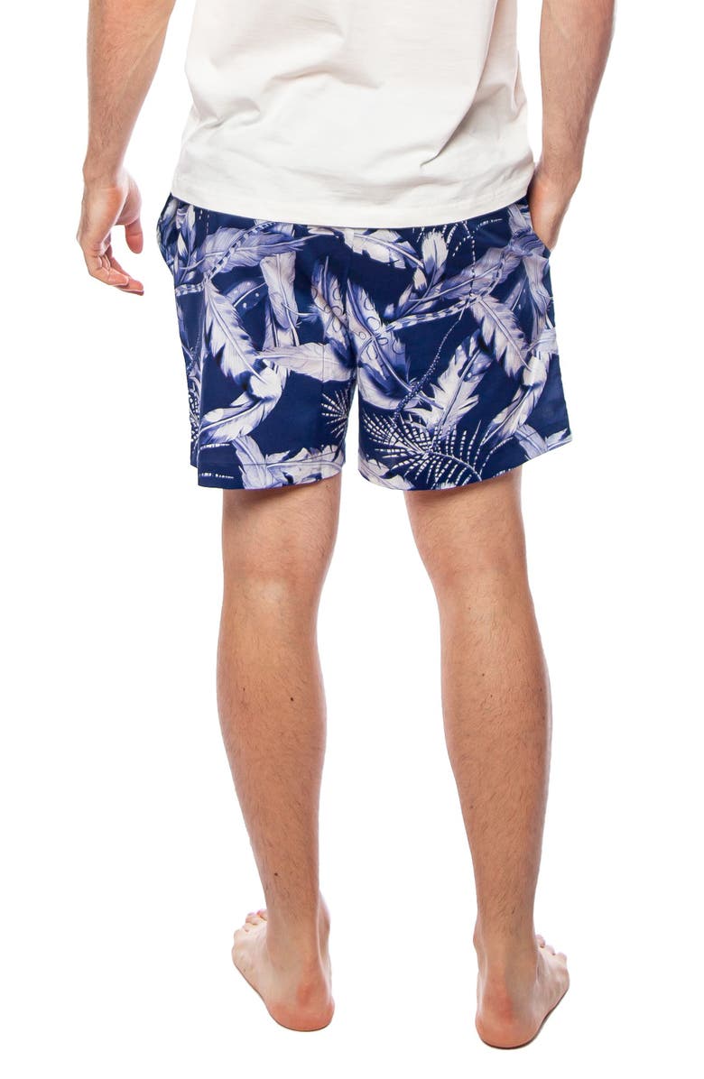 The Lazy Poet Plume Leaf Print Pajama Shorts, Alternate, color,