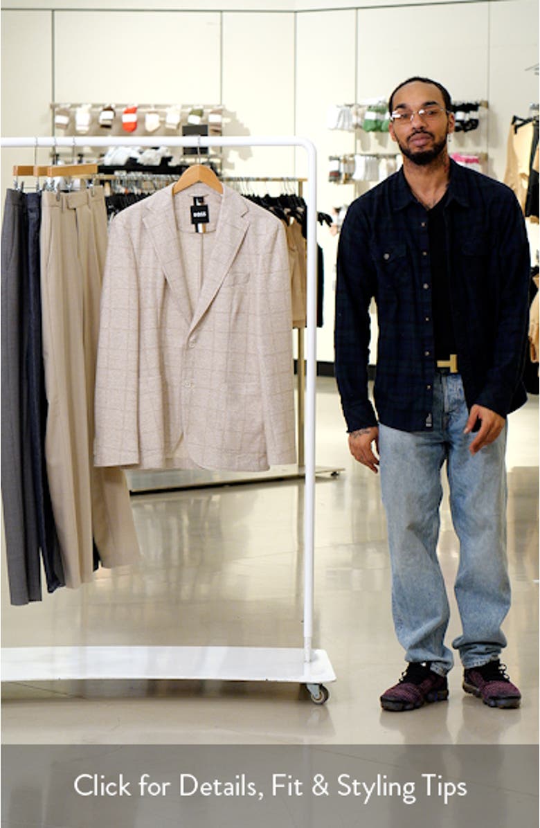 Hanry Slim Fit Windowpane Check Linen & Cotton Blend Knit Sport Coat, sales video thumbnail