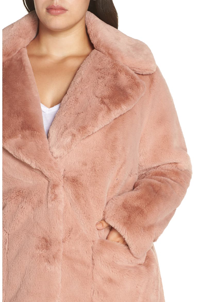 Faux Fur Coat, Alternate, color, BLUSH