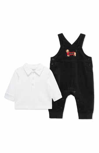 Little Me Kids' Holiday Party Pup Corduroy Overalls & Shirt Set