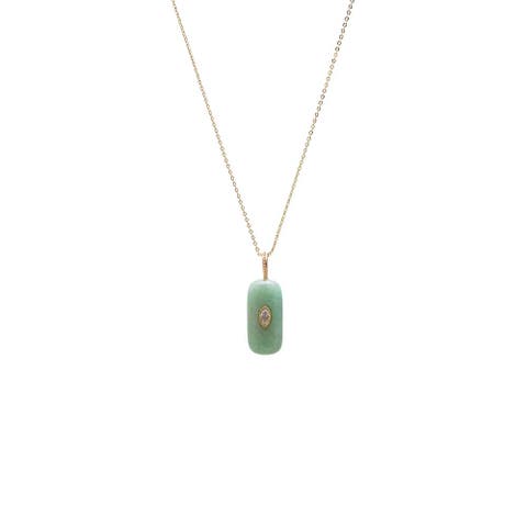 CZ Marquise Bezeled Natural Stone Pendant Necklace