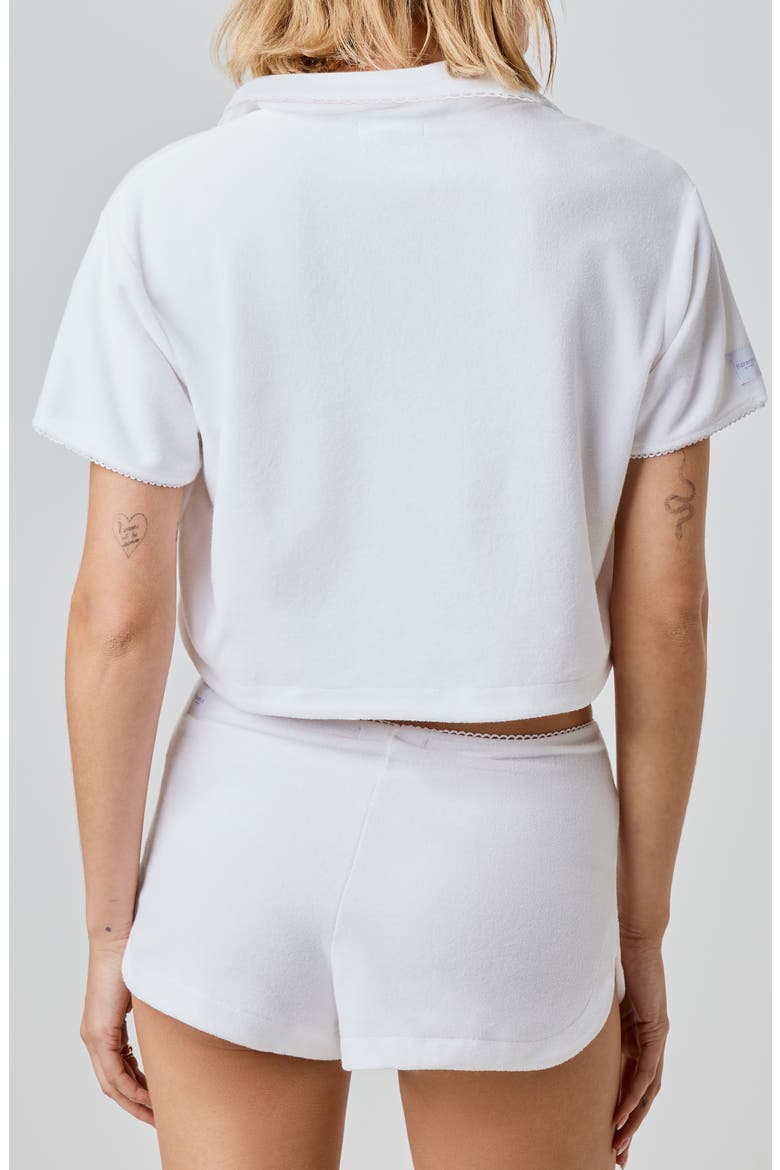 Terry Cloth Crop Snap-Up Shirt, Alternate, color, BRIGHT WHITE