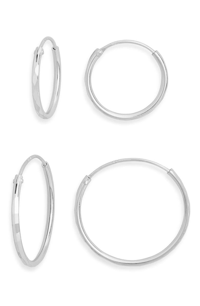 ARGENTO VIVO Endless Hoop Earrings Set, Main, color, Silver