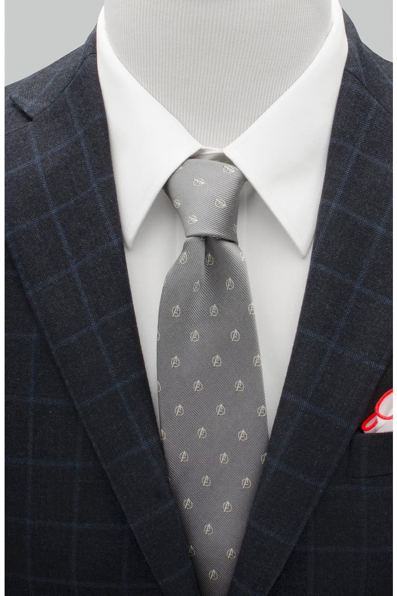Avengers Silk Tie, Alternate, color, GREY
