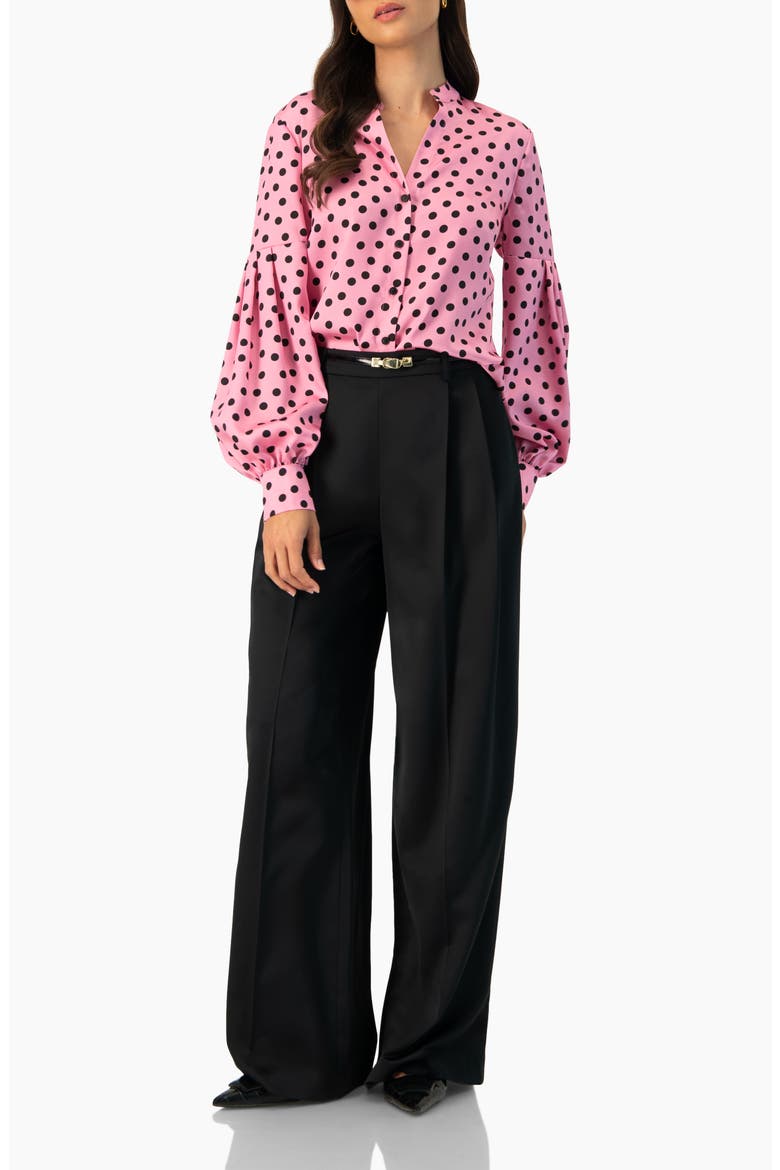 Satin Wide Leg Tailored Pants, Alternate, color, Black