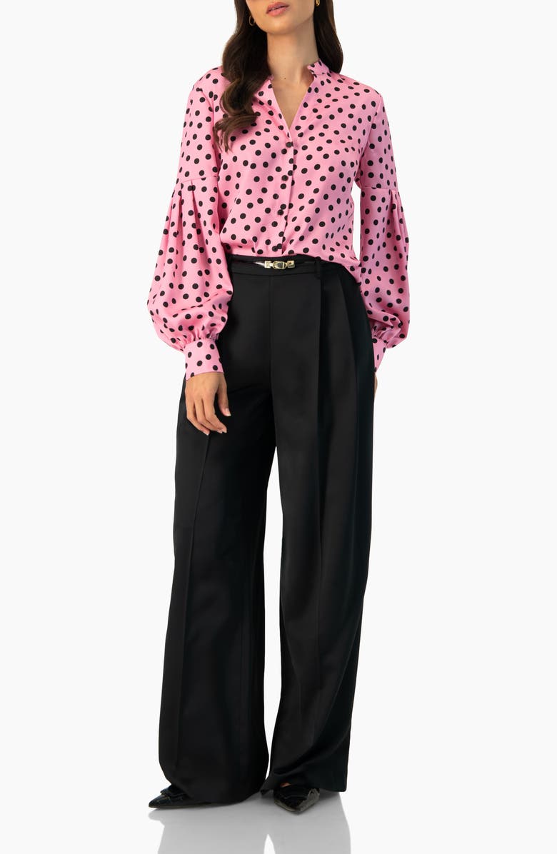 IVONNE Satin Wide Leg Tailored Pants, Alternate, color, Black