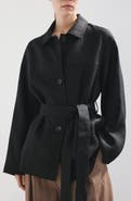 MANGO Belted Linen Jacket