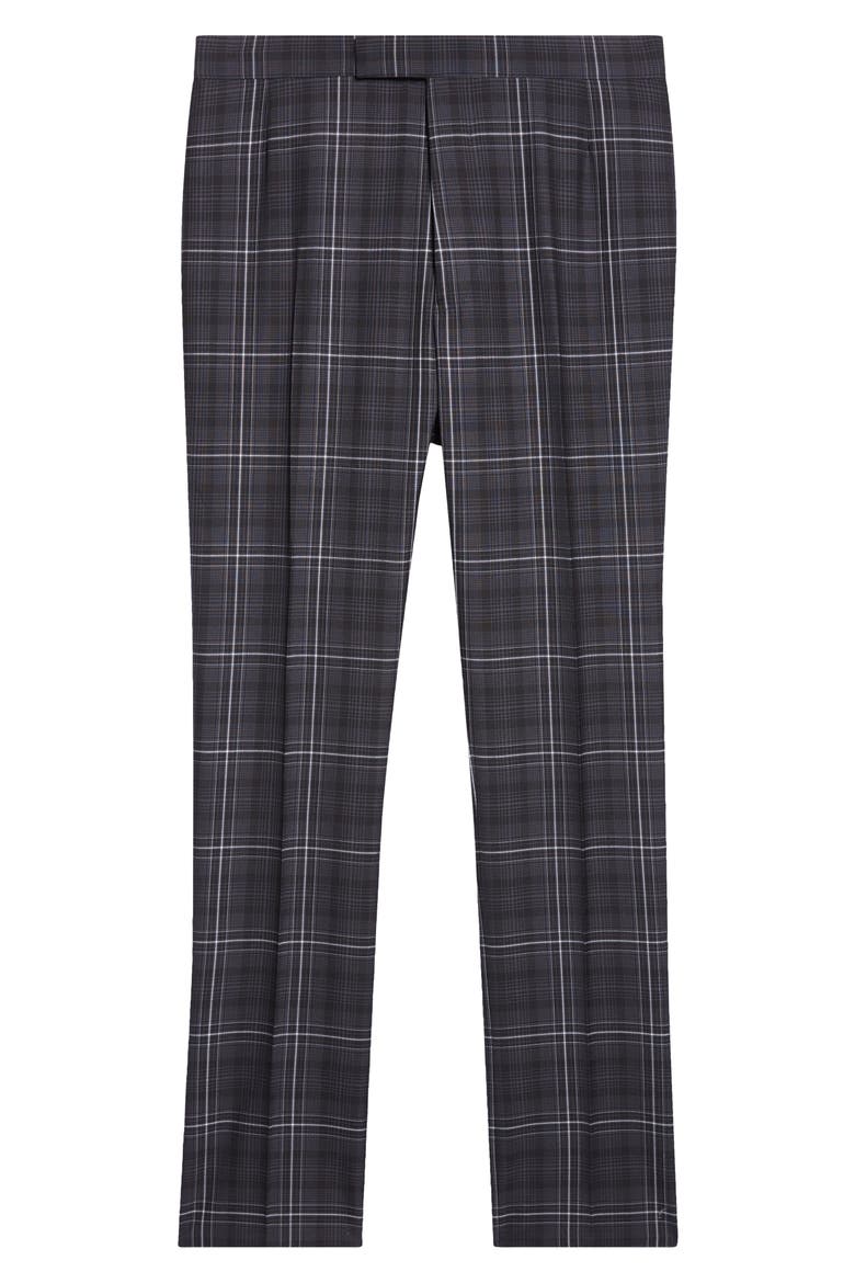 Plaid Wool Backstrap Pants, Alternate, color, BLACK