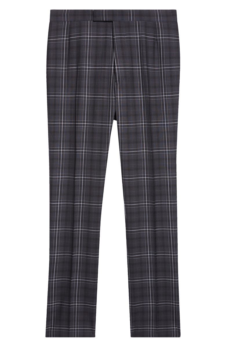 Thom Browne Plaid Wool Backstrap Pants, Main, color, Black