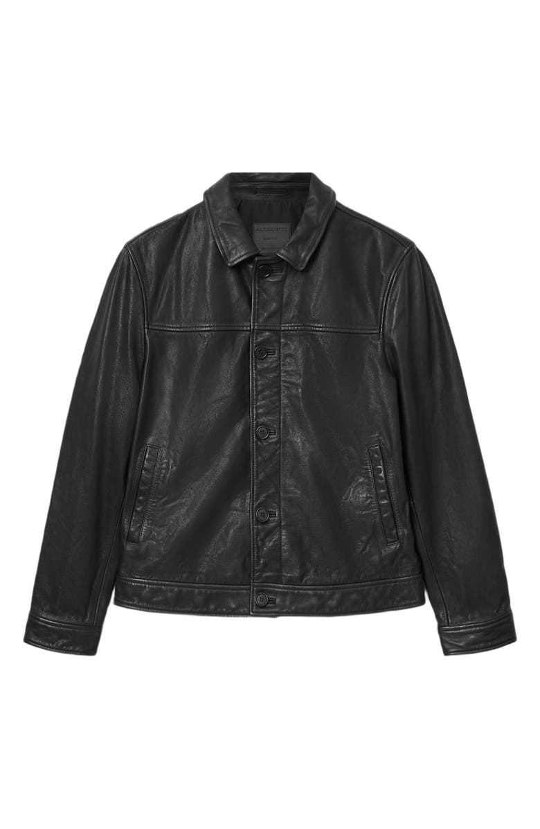 AllSaints Nates Leather Jacket, Alternate, color, Black